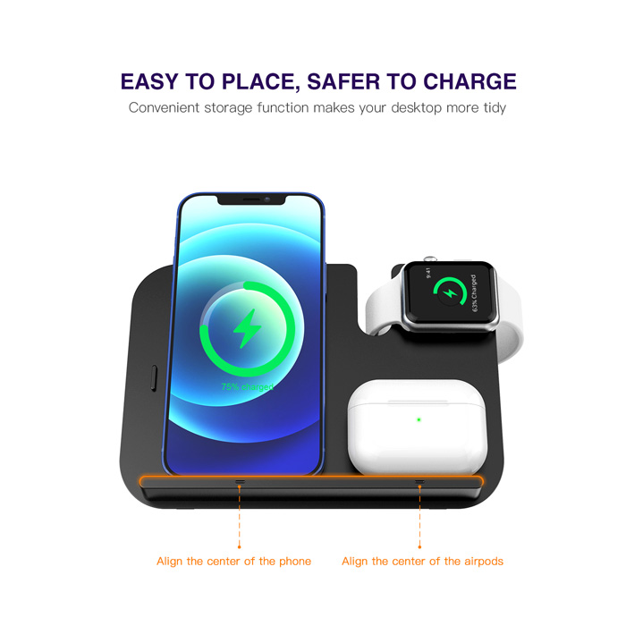 2021 New Foldable 3 in 1 Wireless Charger, Qi wireless Chargi